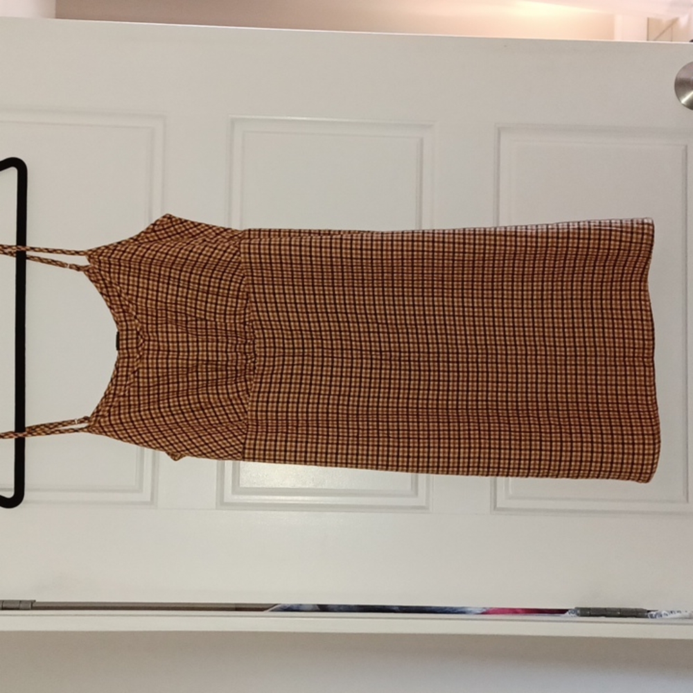 Wild fable brown plaid midi dress, large